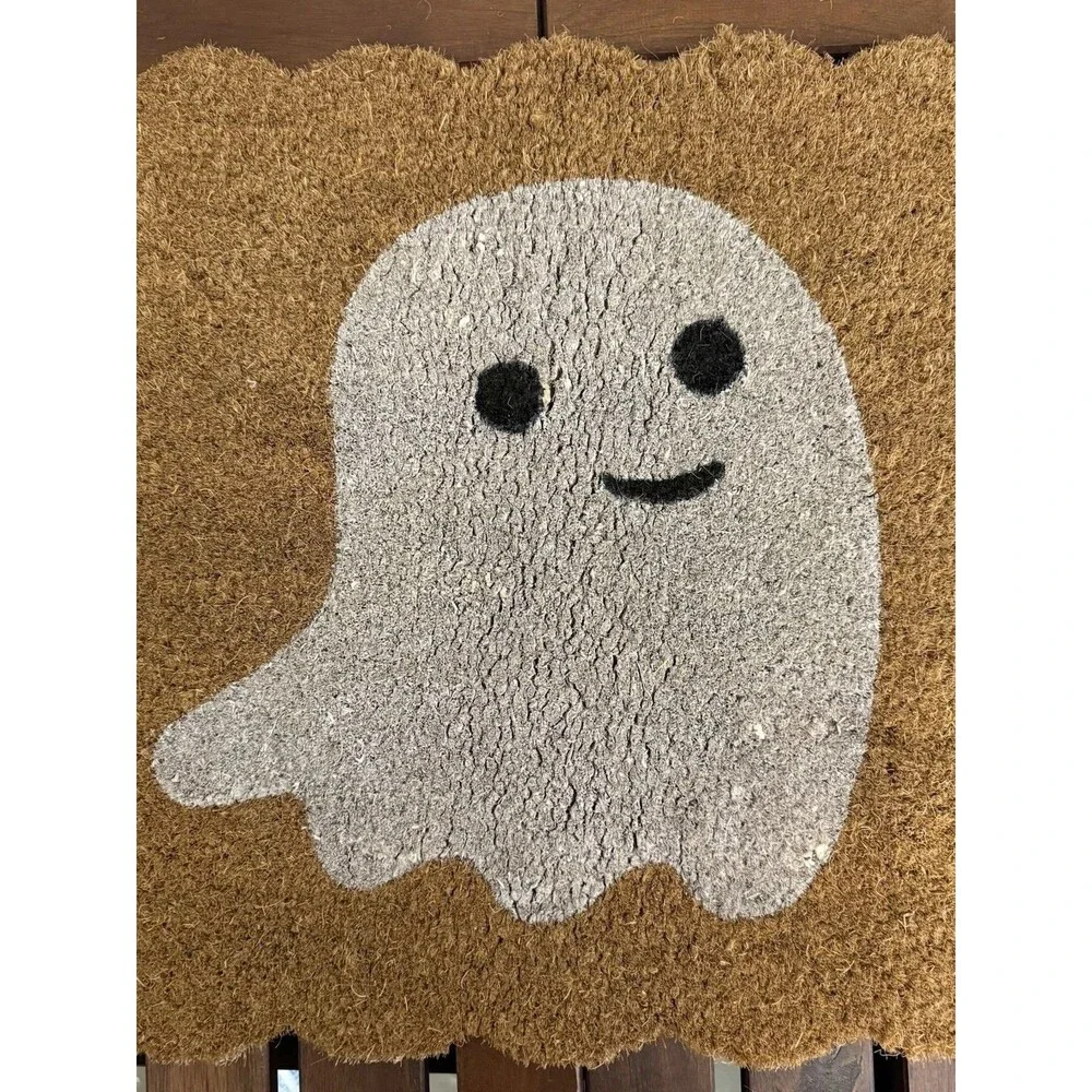 Halloween Boo Ghost Welcome-Doormat Outdoor Entrance Coir Non-Slip Ghost Boo